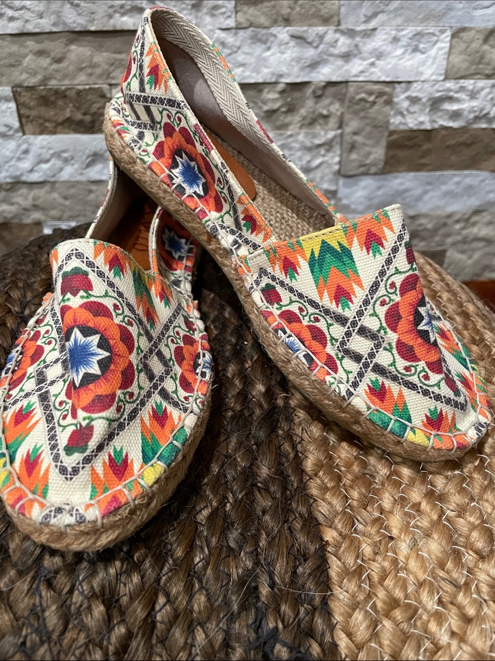COTTO Women's Aztec Canvas Espadrilles - Multicolor Sz 37 (US 6 1/2 - 7)